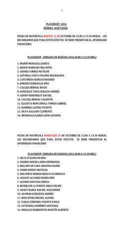 playgroup 2016 n&oacute;mina aceptados fecha de matr&iacute;cula martes 13 de