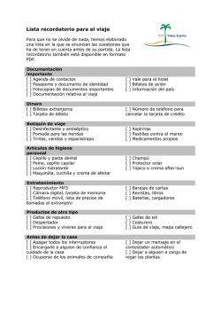 Lista recordatorio para el viaje