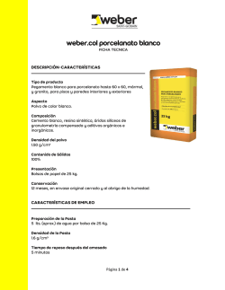 Ficha t&eacute;cnica weber.col porcelanato blanco