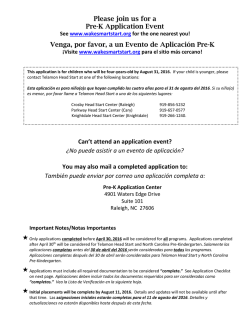 Please join us for a Pre-K Application Event Venga, por favor, a un