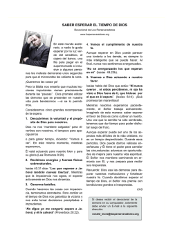 SABER ESPERAR EL TIEMPO DE DIOS