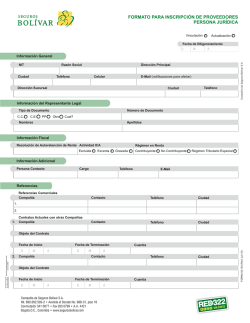 Formato Inscripci&oacute;n Proveedores Persona Jur&iacute;dica