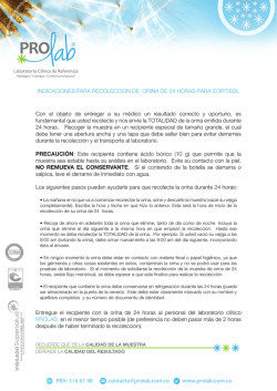 INDICACIONES PARA RECOLECCION DE ORINA DE 24 HORAS