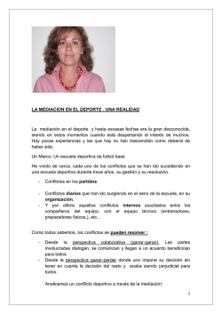 LA MEDIACION EN EL DEPORTE . UNA