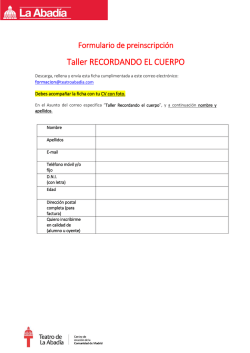 Taller RECORDANDO EL CUERPO