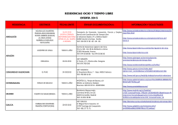 RESIDENCIAS OCIO Y TIEMPO LIBRE OFERTA 2015