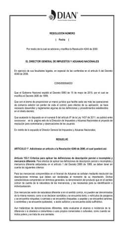 RESOLUCI&Oacute;N N&Uacute;MERO ( Fecha ) Por medio de la cual se