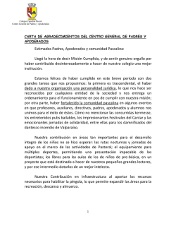 Estimados Padres, Apoderados y comunidad Pascalina