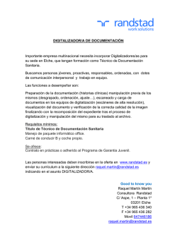 Oferta de empleo para Documentaci&oacute;n Sanitaria