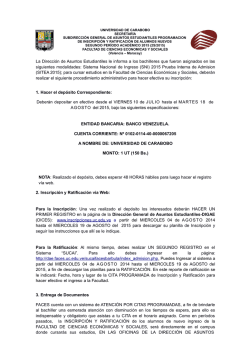 La Direcci&oacute;n de Asuntos Estudiantiles le informa a los bachilleres