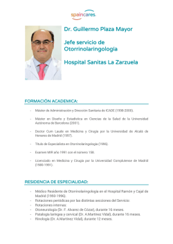 Dr. Guillermo Plaza Mayor Jefe servicio de