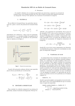 Simulaci&oacute;n MD de un fluido de Lennard-Jones.