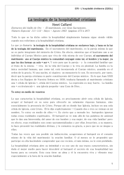 La teolog&iacute;a de la hospitalidad cristiana - Equipes Notre-Dame