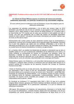 Un informe de Global Witness expone un aumento del n&uacute;mero de