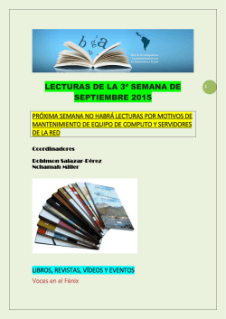 Lecturas de la Tercera Semana de Septiembre 2015