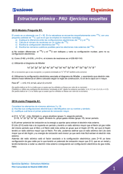 Estructura at&oacute;mica &ndash; PAU- Ejercicios resueltos