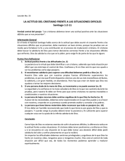 LA ACTITUD DEL CRISTIANO FRENTE A LAS SITUACIONES