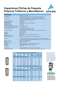 Capacitores PhiCap de Peque&ntilde;a Potencia Trif&aacute;sicos y