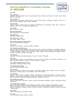 Dominios geograficos y localidades relevadas por MAPA PyME