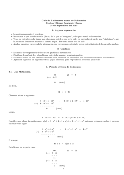 Guıa de Rudimentos acerca de Polinomios Profesor Ricardo