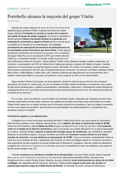 Portobello alcanza la mayor&iacute;a del grupo Vitalia