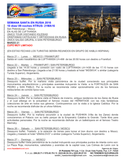 SEMANA SANTA EN RUSIA 2016 10 d&iacute;as/ 09 noches HTRUS