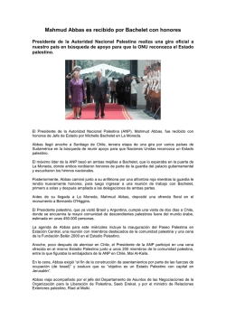 Mahmud Abbas es recibido por Bachelet con honores