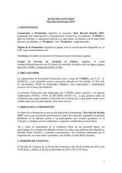 BASES DE CONCURSO &ldquo;Ron Barcel&oacute; Desalia 2016&rdquo;. 1