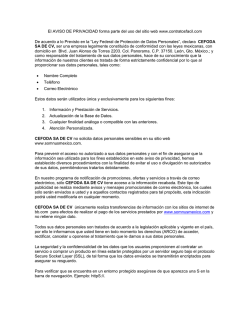 El AVISO DE PRIVACIDAD forma parte del uso del sitio