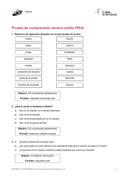 hamlet. prueba de comprensi&oacute;n lectora