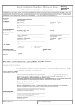 Orden de domiciliaci&oacute;n de Adeudo Directo