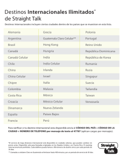Destinos Internacionales Ilimitados* de Straight Talk