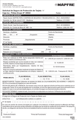 Solicitud de Seguro de Protecci&oacute;n de Tarjeta Caja Ica