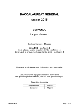 Sujet du bac S-ES-L Espagnol LV1 2015 - Polyn&eacute;sie