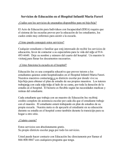 Servicios de Educaci&oacute;n en el Hospital Infantil Maria Fareri