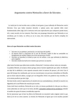Argumento contra Nietzsche a favor de S&oacute;crates