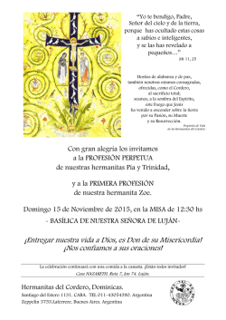 Invitaci&oacute;n para las profesiones de nuestras hermanitas.