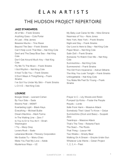 THE HUDSON PROJECT REPERTOIRE