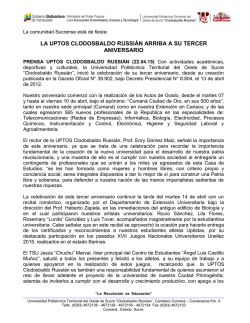 LA UPTOS CLODOSBALDO RUSSI&Aacute;N ARRIBA A SU TERCER