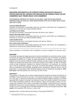 revisi&oacute;n sistem&aacute;tica de predictores socioculturales y psicol&oacute;gicos de