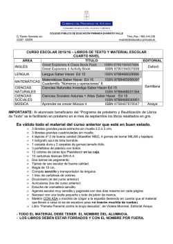 Es v&aacute;lido todo el material del curso anterior que est&eacute; en buen estado.