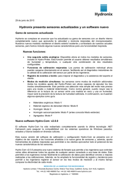 Hydronix presenta sensores actualizados y un software nuevo