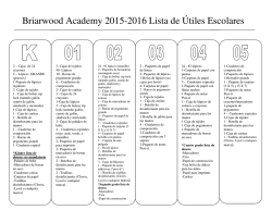 Briarwood Academy 2015-2016 Lista de &Uacute;tiles Escolares