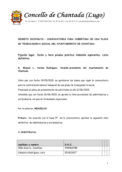1 Fijaci&oacute;n lugar, fecha y hora prueba pr&aacute;ctica Admisi&oacute;n aspirantes
