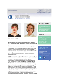 Mensaje de fin de a&ntilde;o de Linda Kromjong, Secretaria General