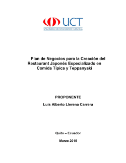 PLAN DE NEGOCIOS PARA LA CREACION DEL RESTAURANT