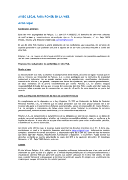 AVISO LEGAL PARA PONER EN LA WEB. Aviso legal