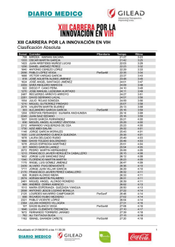 XIII CARRERA POR LA INNOVACI&Oacute;N EN VIH Clasificaci&oacute;n Absoluta