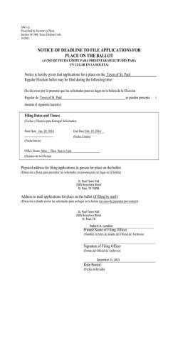 notice of deadline to file applications for place on the ballot