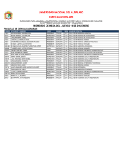 Miembros de mesa para el Jueves 10 de Diciembre
